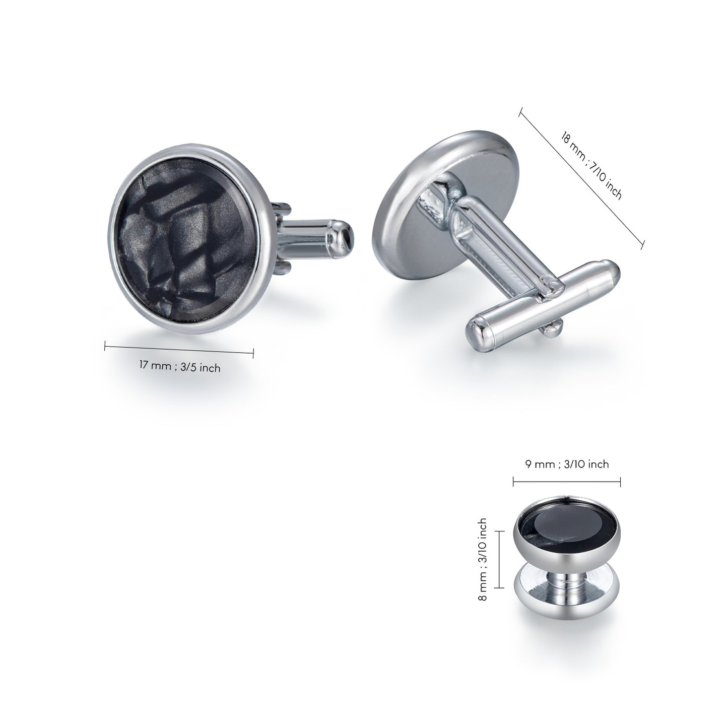 UJOY Mens Mother of Pearl Cufflinks and Studs Tuxedo Bottons Set Presentation Box Business Dress Parts for Wedding Party