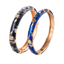 Cargar imagen en el visor de la galería, UJOY Designer Set of Indian Style Cloisonne Bracelets Openable Cuff Enameled Bangles Set Jewelry Gift for Women