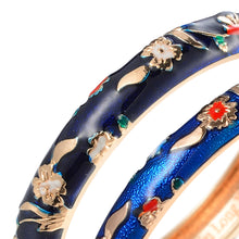 Cargar imagen en el visor de la galería, UJOY Designer Set of Indian Style Cloisonne Bracelets Openable Cuff Enameled Bangles Set Jewelry Gift for Women