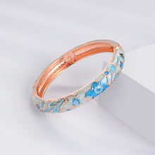 Cargar imagen en el visor de la galería, UJOY Colors Handcraft Jewelry Cloisonne Bracelet Enamel Flowers Spring Hinged Womens Bangles