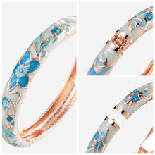 Cargar imagen en el visor de la galería, UJOY Colors Handcraft Jewelry Cloisonne Bracelet Enamel Flowers Spring Hinged Womens Bangles