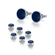 Load image into Gallery viewer, UJOY Mens Mother of Pearl Cufflinks and Studs Tuxedo Bottons Set Presentation Box Business Dress Parts for Wedding Party