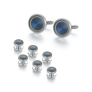 UJOY Cufflinks and Studs Set Blanks Shirt Tuxedo Buttons Packed in Cufflink Box for Men
