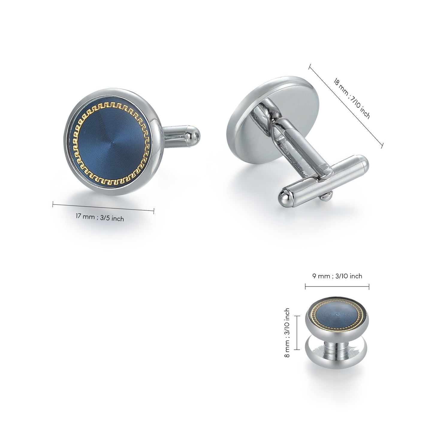 UJOY Cufflinks and Studs Set Blanks Shirt Tuxedo Buttons Packed in Cufflink Box for Men