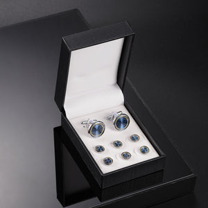 UJOY Cufflinks and Studs Set Blanks Shirt Tuxedo Buttons Packed in Cufflink Box for Men