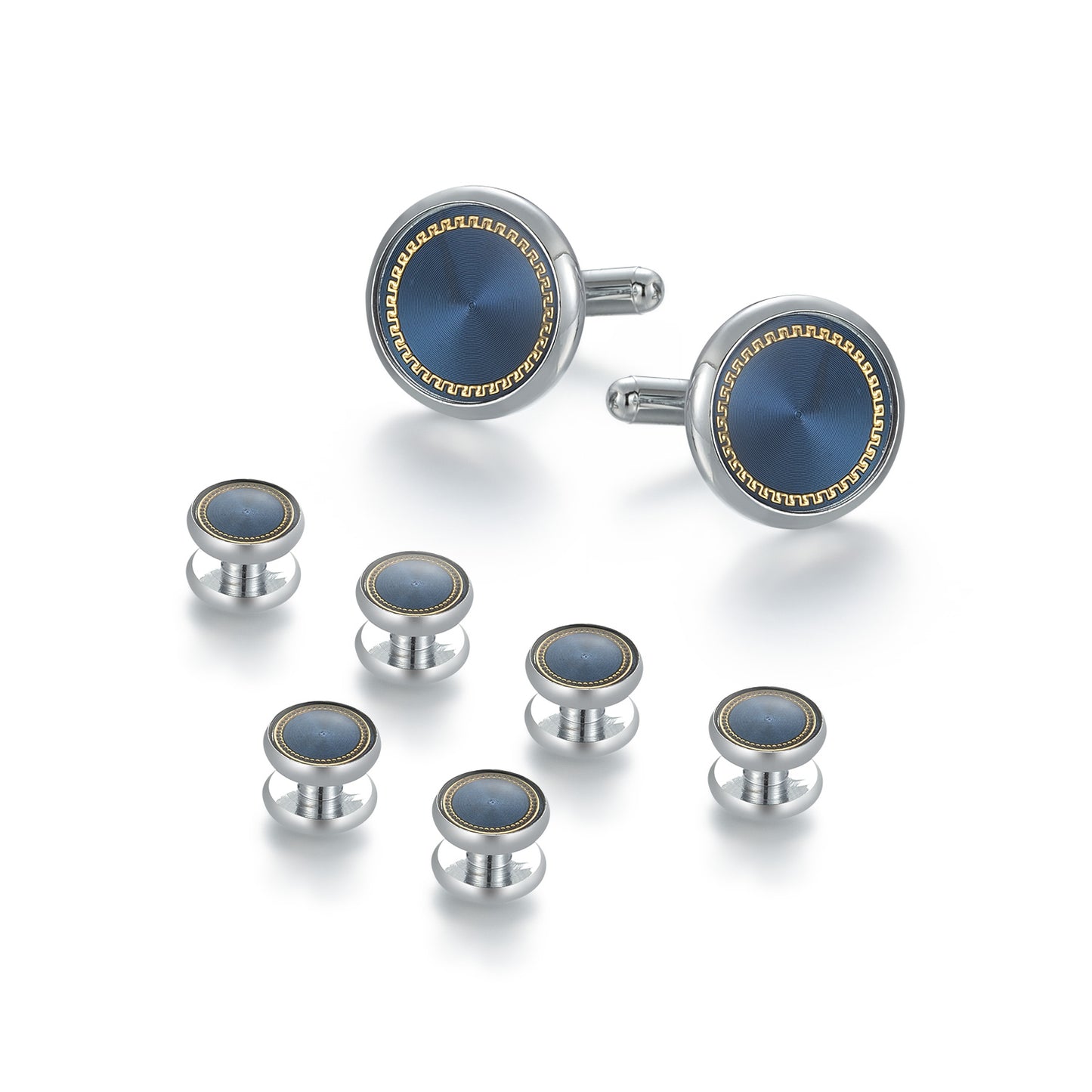 UJOY Cufflinks and Studs Set Blanks Shirt Tuxedo Buttons Packed in Cufflink Box for Men