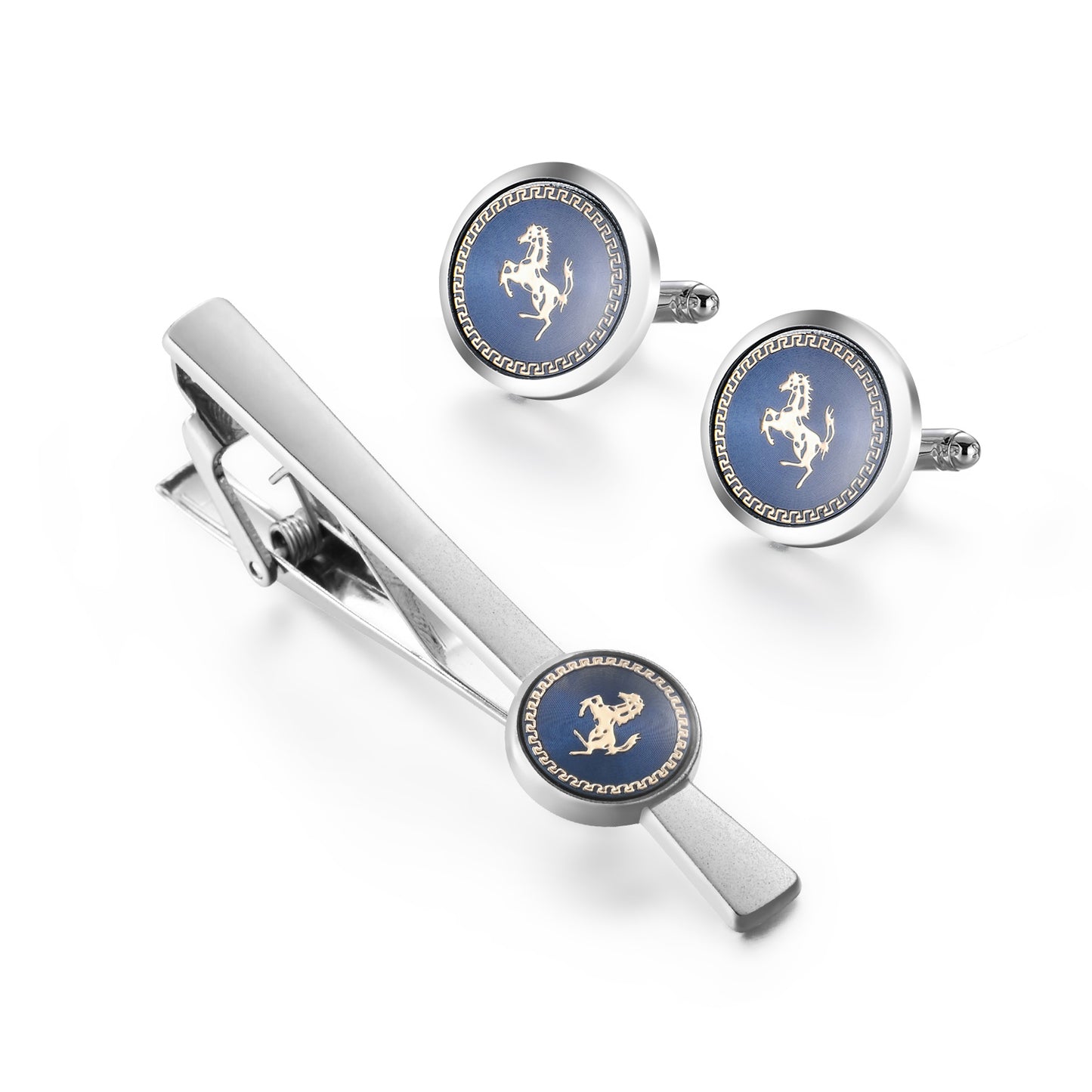 UJOY Cufflinks and Studs Set Blanks Blue Color Shirt Tuxedo Buttons Packed in Cufflink Box for Men