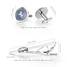 Load image into Gallery viewer, UJOY Cufflinks and Studs Set Blanks Blue Color Shirt Tuxedo Buttons Packed in Cufflink Box for Men