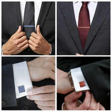 Load image into Gallery viewer, UJOY Cufflinks and Studs Set Blanks Colorful Shirt Tuxedo Buttons Packed in Cufflink Box for Men
