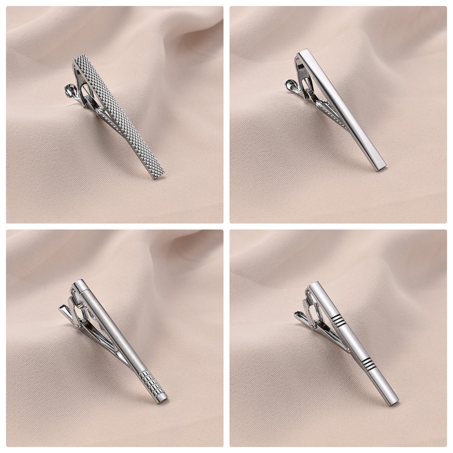 UJOY Tie Clips for Men, 8 Pcs Tie Bars Pinch Clip Set Silver Black Gold Blue 2.3 Inches Business Shirt Necktie Parts