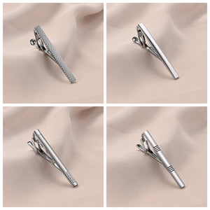 UJOY Tie Clips for Men, 8 Pcs Tie Bars Pinch Clip Set Silver Black Gold Blue 2.3 Inches Business Shirt Necktie Parts