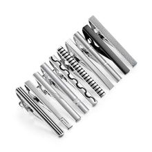 Cargar imagen en el visor de la galería, UJOY Tie Clips for Men, 10 Pcs Tie Bars Pinch Clip Set Silver 2.3 Inches Business Shirt Necktie Parts