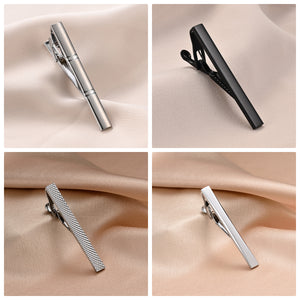 UJOY Tie Clips for Men, 10 Pcs Tie Bars Pinch Clip Set Silver 2.3 Inches Business Shirt Necktie Parts