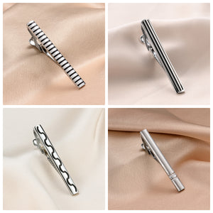 UJOY Tie Clips for Men, 10 Pcs Tie Bars Pinch Clip Set Silver 2.3 Inches Business Shirt Necktie Parts