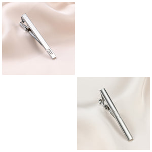 UJOY Tie Clips for Men, 10 Pcs Tie Bars Pinch Clip Set Silver 2.3 Inches Business Shirt Necktie Parts