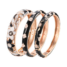 Load image into Gallery viewer, UJOY Womens Multi-Styles Set of Cloisonne Bracelets Gold Plated Flower Hollowed Enameled Hinged Cuff Bangles