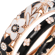 Load image into Gallery viewer, UJOY Womens Multi-Styles Set of Cloisonne Bracelets Gold Plated Flower Hollowed Enameled Hinged Cuff Bangles