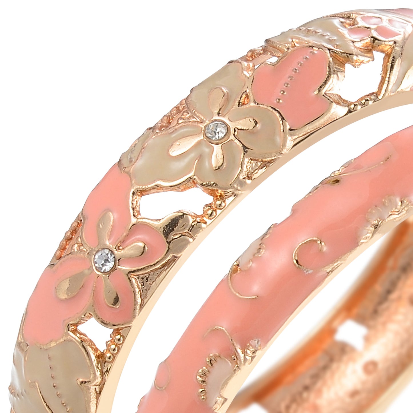 UJOY Fashion Set of Cloisonne Bracelets Gold Plated Flowers Filigree Enameled Womens Gifts Bangles