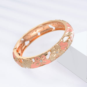 UJOY Fashion Set of Cloisonne Bracelets Gold Plated Flowers Filigree Enameled Womens Gifts Bangles
