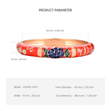 Load image into Gallery viewer, UJOY Vintage Jewelry Cloisonne Handcrafted Enameled Gorgeous Rhinestone Rose Gold Hinged Cuff Bracelet