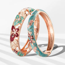 Cargar imagen en el visor de la galería, UJOY Fashion Cloisonne Bracelets Gold Plated Butterfly Filigree Enameled Set for Women Gifts Bangles