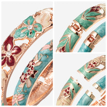 Cargar imagen en el visor de la galería, UJOY Fashion Cloisonne Bracelets Gold Plated Butterfly Filigree Enameled Set for Women Gifts Bangles