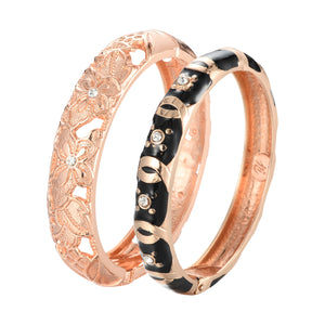 UJOY Set of Fashion Cloisonne Bracelets Gold Plated Butterfly Filigree Enameled Womens Gifts Bangles