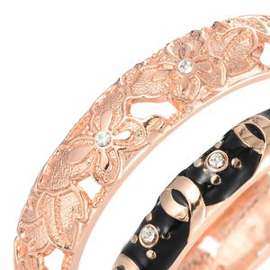 UJOY Set of Fashion Cloisonne Bracelets Gold Plated Butterfly Filigree Enameled Womens Gifts Bangles