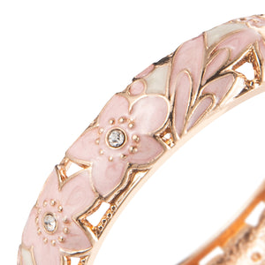 UJOY Bracelet Cloisonne Jewelry Fashion Opening Hinged Bangles Crafted Enamel Flower