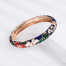 Load image into Gallery viewer, UJOY Fashion Set of Cloisonne Bracelets Gold Plated Flowers Filigree Enameled Womens Gifts Bangles