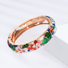 Load image into Gallery viewer, UJOY Fashion Set of Cloisonne Bracelets Gold Plated Flowers Filigree Enameled Womens Gifts Bangles