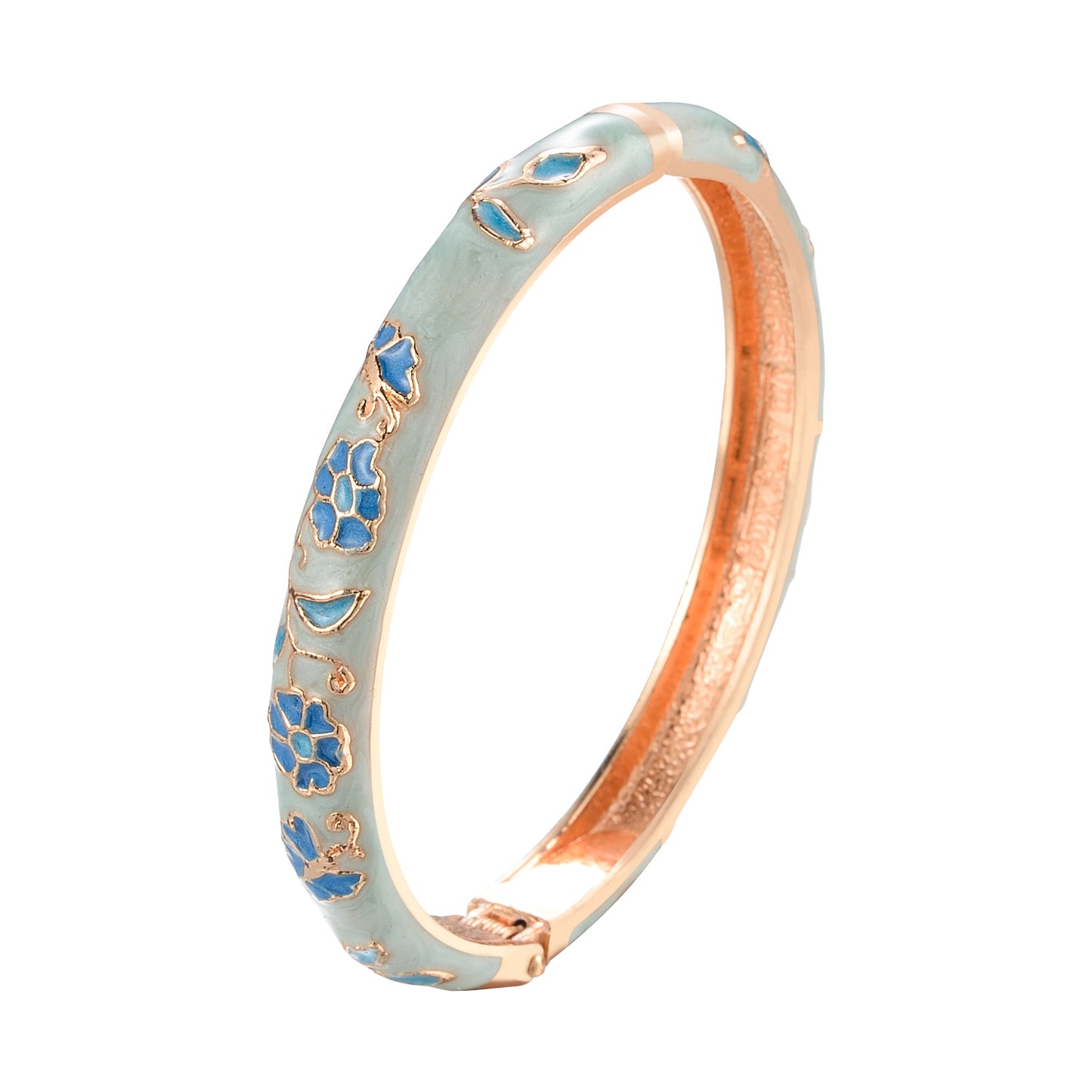UJOY Gorgeous Jewelry Enemal Bracelets-Cloisonne Floral Golden Spring Openable Cuff Bangles Gifts for Women Girl
