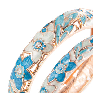 UJOY Fashion Set of Cloisonne Bracelets Gold Plated Blue Flowers Filigree Enameled for Womens Gifts