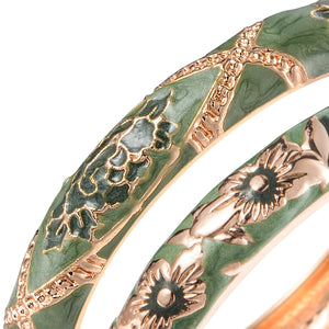 UJOY Designer Indian Style Cloisonne Bracelets Openable Cuff Enameled Bangles Set Jewelry Gift for Women and Girls