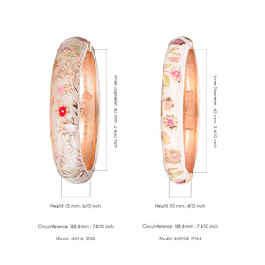 UJOY Set of Cloisonne Indian Bangle Colored Crystal Gold Plated Hinge Cuff Bracelet Hollowed Bird Enamel Jewelry
