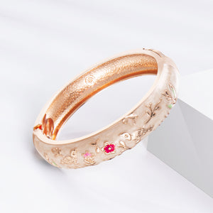 UJOY Fashion Cloisonne Bracelets Gold Platted Bird Filigree Enameled Set Box Gifts Bangles for Women