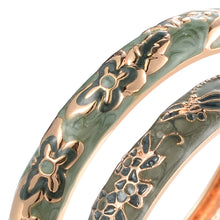 Cargar imagen en el visor de la galería, UJOY Handcrafted Cloisonne Bangle Bracelets Golden Dragonfly Enamel Metal Handcuff Jewelry Set Box Gift for Women