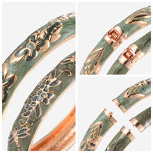 Cargar imagen en el visor de la galería, UJOY Handcrafted Cloisonne Bangle Bracelets Golden Dragonfly Enamel Metal Handcuff Jewelry Set Box Gift for Women