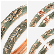 Cargar imagen en el visor de la galería, UJOY Handcrafted Cloisonne Bangle Bracelets Golden Dragonfly Enamel Metal Handcuff Jewelry Set Box Gift for Women