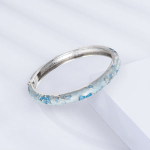 UJOY Colors Handcraft Jewelry Cloisonne Bracelet Enamel Colorful Flower Spring Hinged Women Bangles