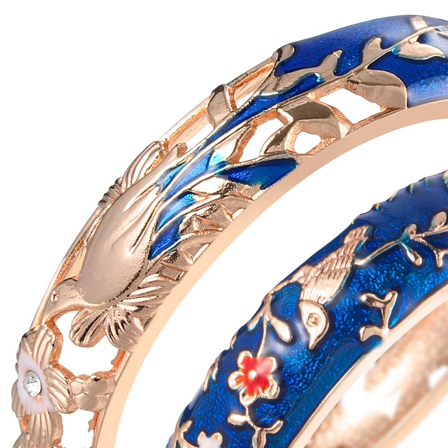 UJOY Set of Girls Women's Bracelets Jewelry Colourful Enameled Flower Birds Hinged Bangles