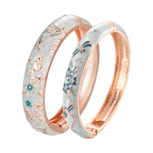 Load image into Gallery viewer, UJOY Set of Cloisonne Indian Bangle Colored Crystal Gold Plated Hinge Cuff Bracelets Hollowed Bird Enamel Jewelry Gift for Women and Girls
