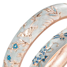 Load image into Gallery viewer, UJOY Set of Cloisonne Indian Bangle Colored Crystal Gold Plated Hinge Cuff Bracelets Hollowed Bird Enamel Jewelry Gift for Women and Girls