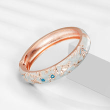 Load image into Gallery viewer, UJOY Set of Cloisonne Indian Bangle Colored Crystal Gold Plated Hinge Cuff Bracelets Hollowed Bird Enamel Jewelry Gift for Women and Girls