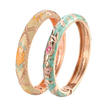 Cargar imagen en el visor de la galería, UJOY Designer Indian Style Cloisonne Bracelets Openable Cuff Enameled Bangles Set Jewelry Gift for Women and Girls