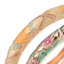 Cargar imagen en el visor de la galería, UJOY Designer Indian Style Cloisonne Bracelets Openable Cuff Enameled Bangles Set Jewelry Gift for Women and Girls