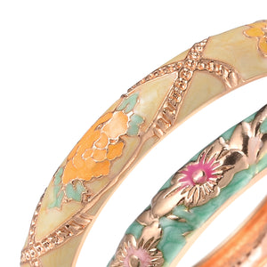UJOY Designer Indian Style Cloisonne Bracelets Openable Cuff Enameled Bangles Set Jewelry Gift for Women and Girls