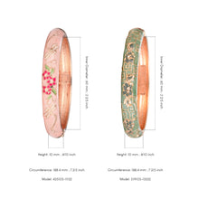 Load image into Gallery viewer, UJOY Set of Cloisonne Bracelet Openable Hinge Gold Cuff Enamel Flower Blue Bangle Jewelry