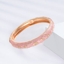 Cargar imagen en el visor de la galería, UJOY Set of Cloisonne Bracelet Openable Hinge Gold Cuff Enamel Flower Bangle Jewelry Gift for Women