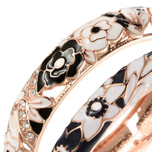 Cargar imagen en el visor de la galería, UJOY Set of Fashion Cloisonne Bracelets Gold Plated Black Rose Flower Filigree Enameled Womens Gifts